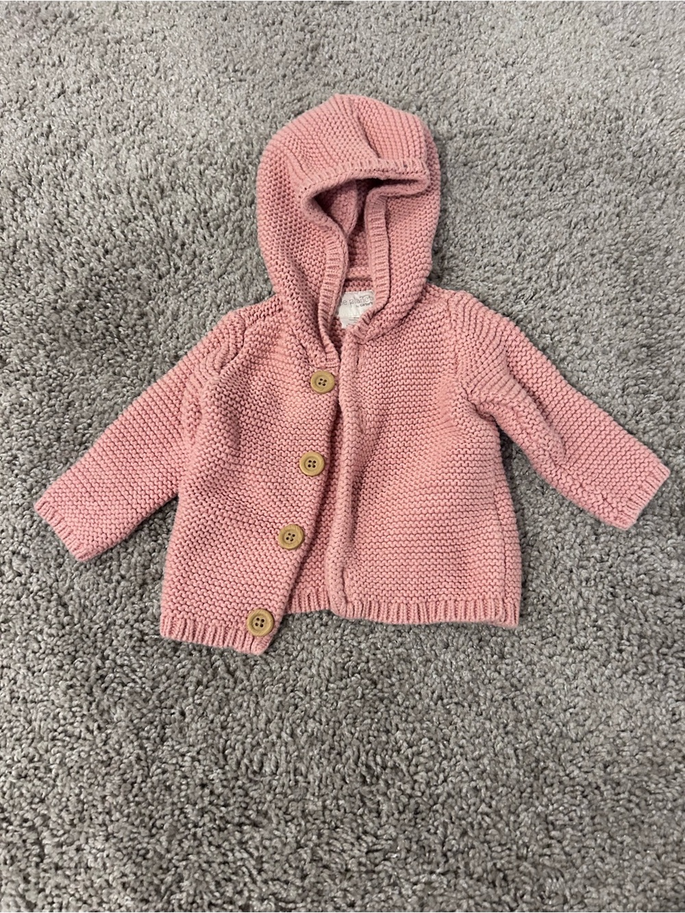 Kids Hooded Knit Cardigan in Dusty Pink